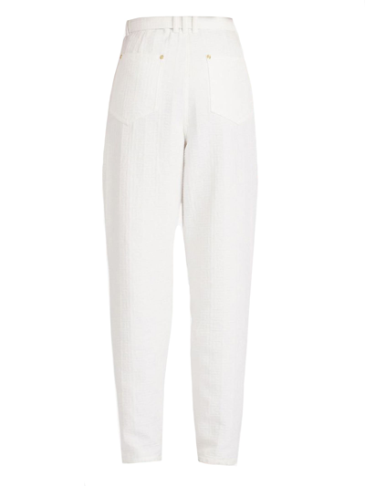 Shop Balmain White Cotton Jeans In Bianco