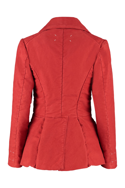 Shop Maison Margiela Maxi-pockets Detail Asymmetric Blazer In Rosso