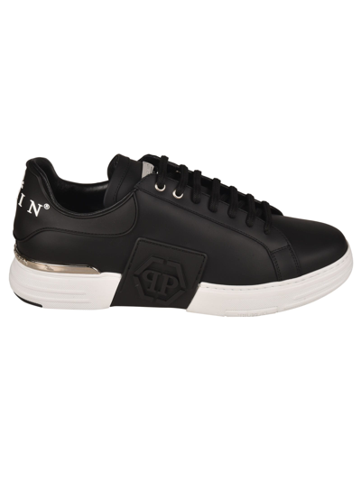 Shop Philipp Plein Rubber Leather Phantom Sneakers In Black