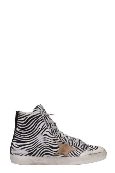 Shop Golden Goose Francy Penstar Sneakers In Animalier Pony Skin In Bianco/nero/tabacco