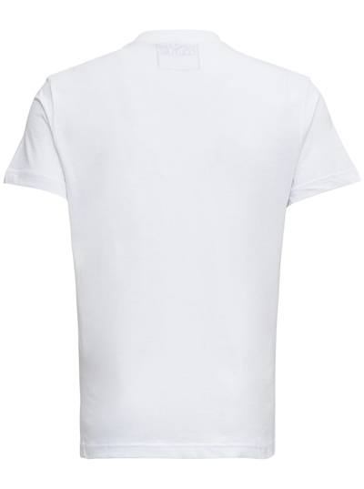 Shop Versace Jeans Couture White Cotton T-shirt With Logo Print In White + Gold