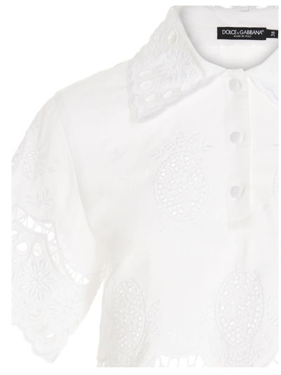 Shop Dolce & Gabbana Polo In Bianco Ottico