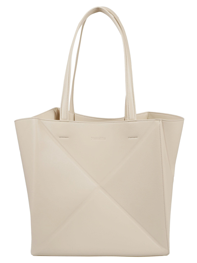 Shop Nanushka The Origami Tote Bag In Creme