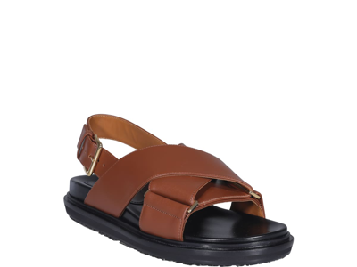 Shop Marni Fussbett Sandals In Maroon