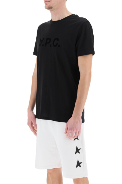 Shop Apc Flocked Vpc Logo T-shirt In Lzz Black