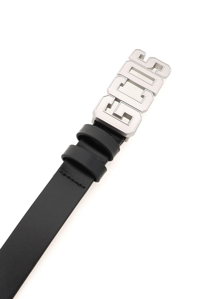 Shop Gcds Logo Buckle Leather Belt In Black