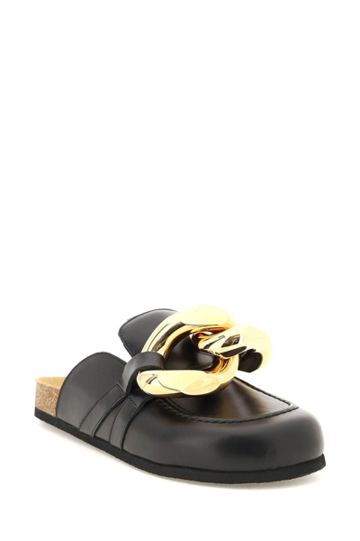 Shop Jw Anderson Leather Chain Mules In Black