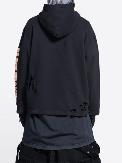 Shop Balenciaga Maison Cropped Hoodie In Black Orange White