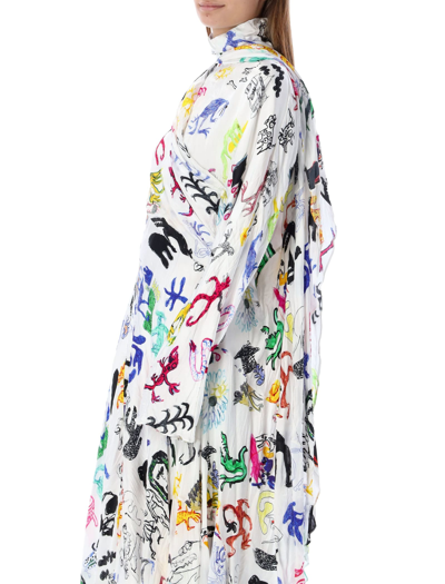 Shop Balenciaga Artist Doodles Twisted Flou Dress In White