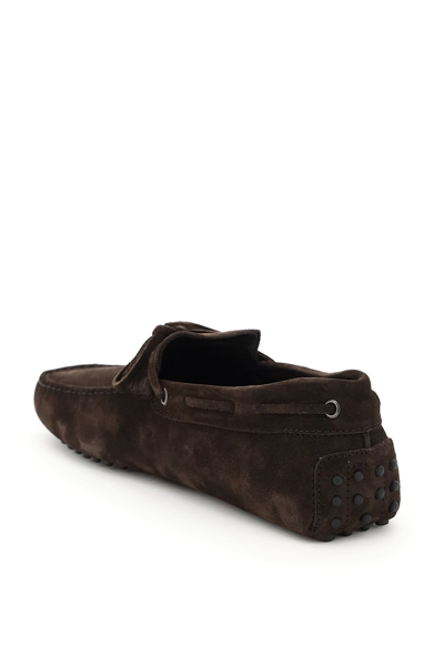 Shop Tod's Gommino Loafers With Laces In Moro