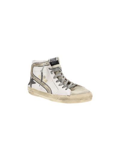 Shop Golden Goose Slide Sneakers In White Ice Dark Grey Red Platinum