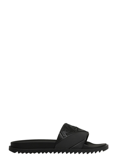 Shop Fendi Ff Slide Sandals In Black