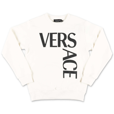 Shop Versace Felpa Bianca In Cotone In Bianco