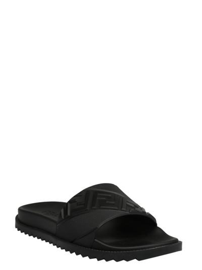 Shop Fendi Ff Slide Sandals In Black