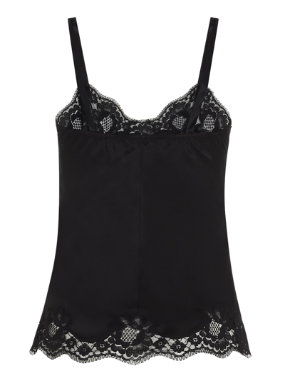 Shop Dolce & Gabbana Lace Silk Top In Black