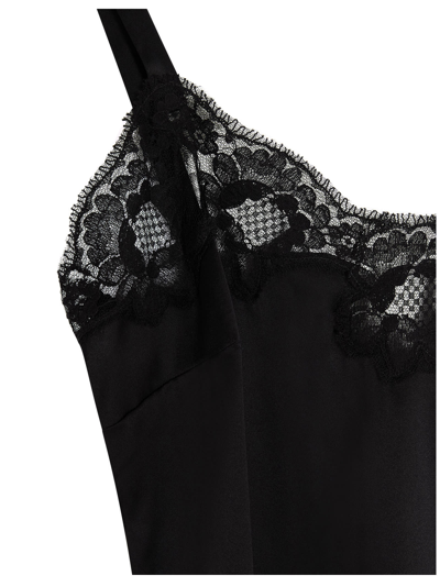 Shop Dolce & Gabbana Lace Silk Top In Black