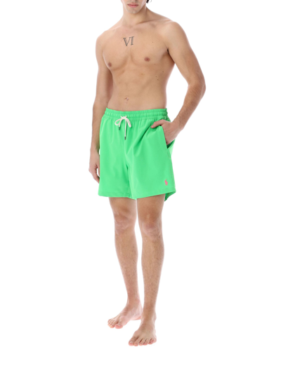 Shop Polo Ralph Lauren Traveler Swim Trunk In Neon Green