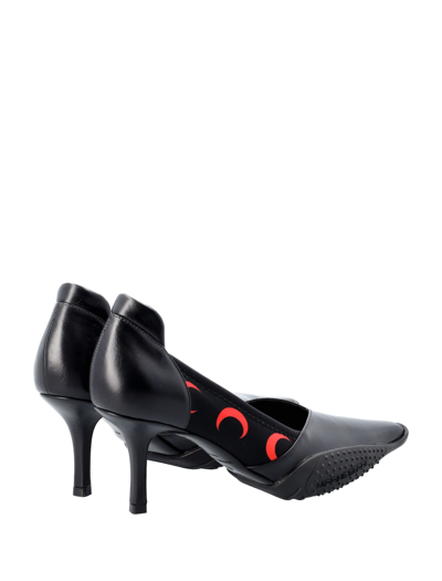 Shop Marine Serre Rubber-outsole Leather Pump In Black Red Moon