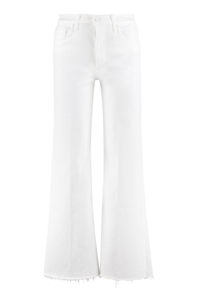 Mother The Tomcat Roller Fray Wide-leg Jeans In White | ModeSens