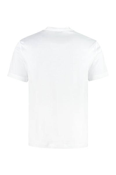 Shop Giorgio Armani Cotton Crew-neck T-shirt In White