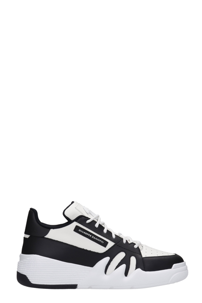 Shop Giuseppe Zanotti Talon Sneakers In Black And White Leather In Multicolor