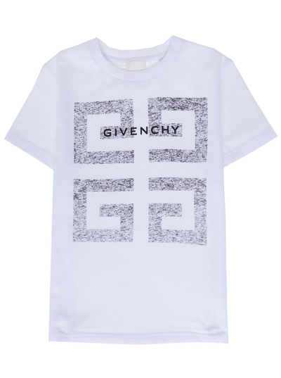 Shop Givenchy Boy Cotton White T-shirt With Logo Print