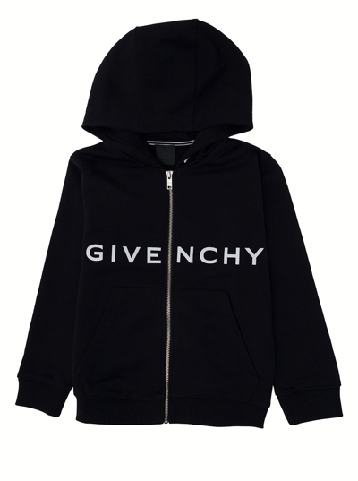 Shop Givenchy Boy Blend Cotton Black Hoodie With Logo