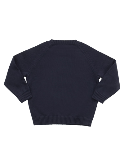 Shop Il Gufo Round Neck Tricot Jumper With Dog In Blue