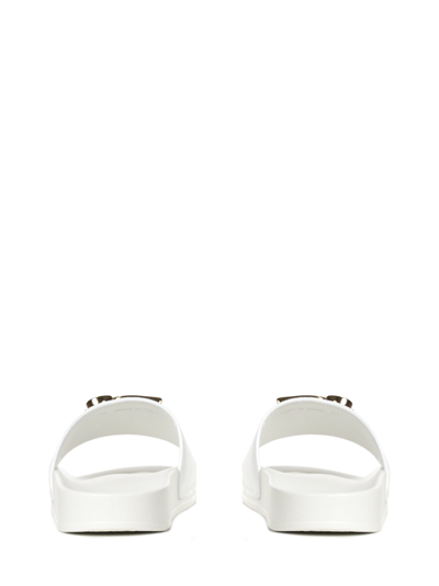 Dsquared2 10mm D2 Statement Leather Slides In White