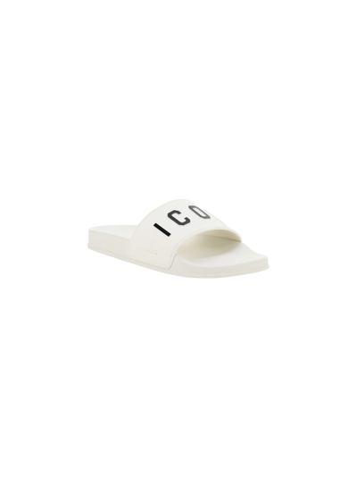 Shop Dsquared2 Slide Sandals Icon In White