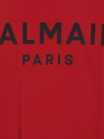 Shop Balmain Printed T-shirt In Rouge/noir