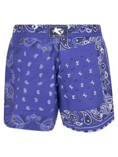 Shop Etro Swimwear Paisley Bandana In Bluette