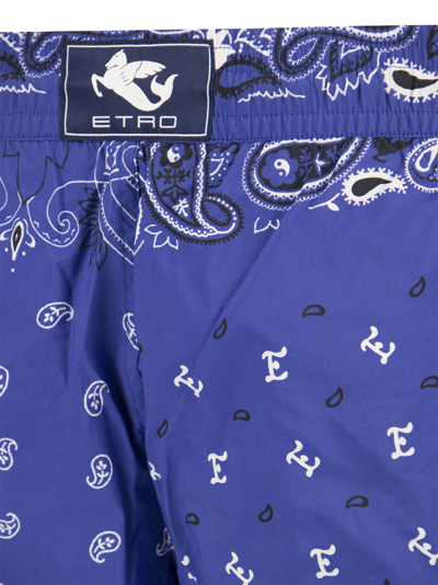 Shop Etro Swimwear Paisley Bandana In Bluette