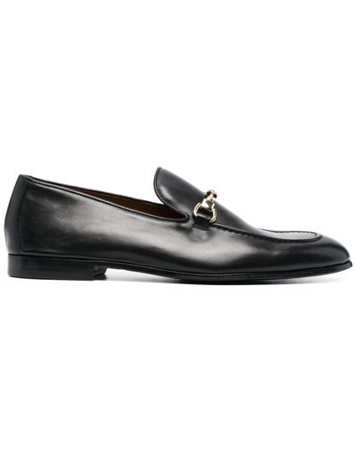 Shop Doucal's Black Calfskin Loafers In Nero