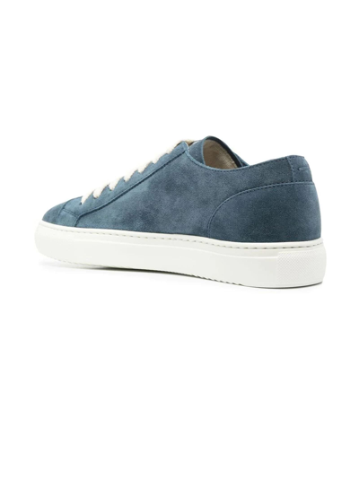 Shop Doucal's Blue Suede Sneakers In Oceano/bianco