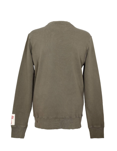 Shop Golden Goose Cotton Sweatshirt With Print In Dusty Olive
