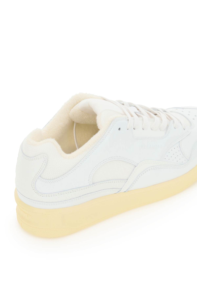 Jil Sander White Leather And Fabric Sneakers In Neutral