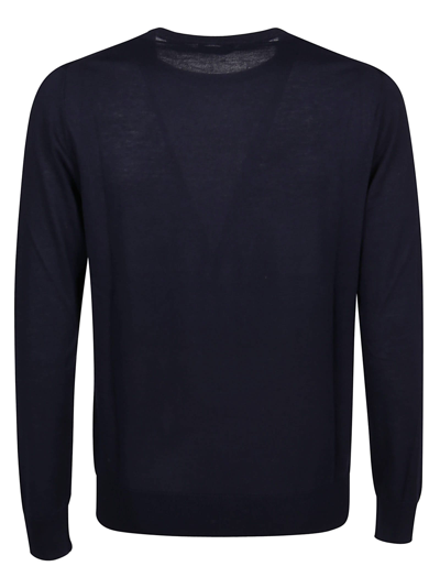 Shop Ballantyne Round Neck Sweater Plain  In Black/blue