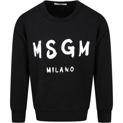 Shop Msgm Black Sweatshirt For Kids With Logo In Nero