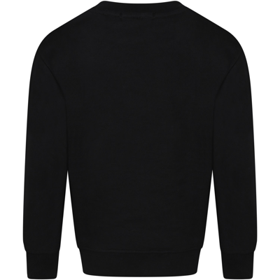Shop Msgm Black Sweatshirt For Kids With Logo In Nero