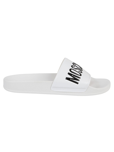 Shop Moschino Slides Pool25 In Bianco