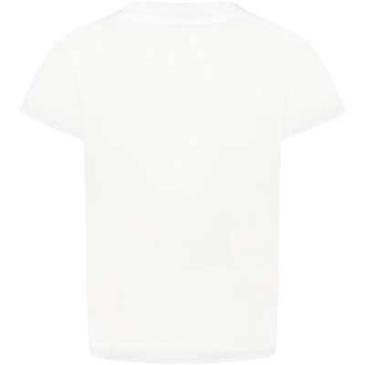 Shop Kenzo White T-shirt For Kids With Logos In Ecru