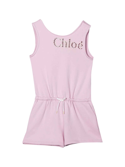 Shop Chloé Wisteria Girl Jumpsuit Kids In Malva