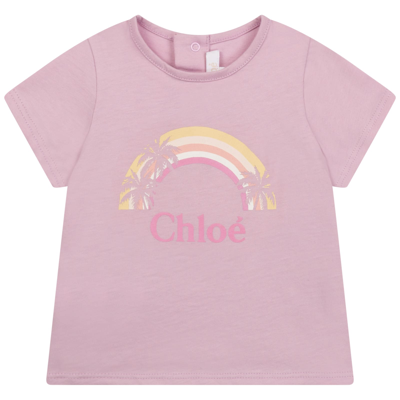 Shop Chloé T-shirt With Print In Malva