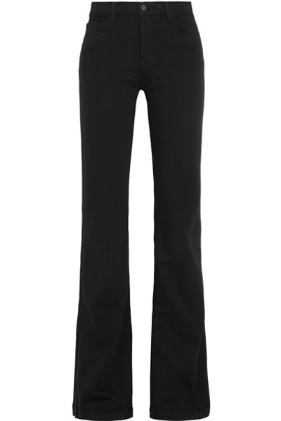 J Brand Maria High Rise Cotton Velvet Trousers In Seriously Black