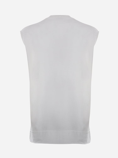 Shop Jil Sander Tank Top With Embroidered Chevron Motif
