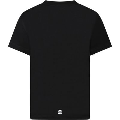 Shop Givenchy Black T-shirt For Boy With White And Gray Logo In Nero.