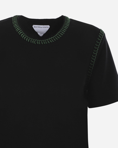 Shop Bottega Veneta Cotton Jersey T-shirt With Contrast Stitching In Nero