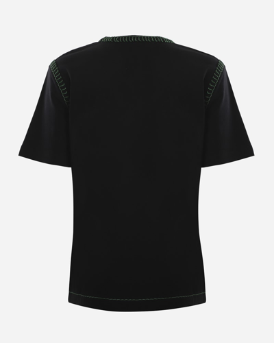 Shop Bottega Veneta Cotton Jersey T-shirt With Contrast Stitching In Nero