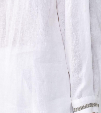 Shop Fabiana Filippi White Linen Shirt Dress In Bianco